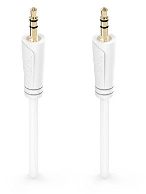 Hama Audio-Klinkenkabel, 0,5m (3,5mm Klinken-Stecker auf 3,5mm Klinken-Stecker, extra kleine Stecker, Stereo, vergoldet) Audio Kabel, Verbindungskabel weiß