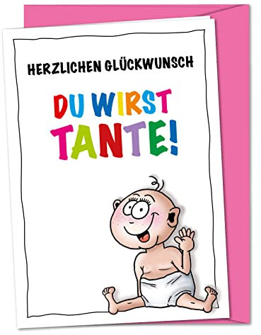 bernsteinfee-CARDS Karte Du wirst Tante, Schwester Baby ankündigen, Schwangerschaft verkünden, Wir sind schwanger Karte - XL Babykarte inkl. Umschlag