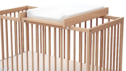 Webaby AT4 - Essentiel Wickeltisch Lackierte Buche | Wickeltisch für Babybett 60x120cm | Sichere Installation | Leicht | Praktisch | Praktisch