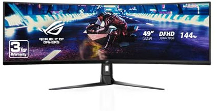 ASUS ROG Strix XG49VQ Monitor curvo da gioco FreeSync da 49 pollici 144Hz Dual Full HD HDR Eye Care con DP HDMI Nero
