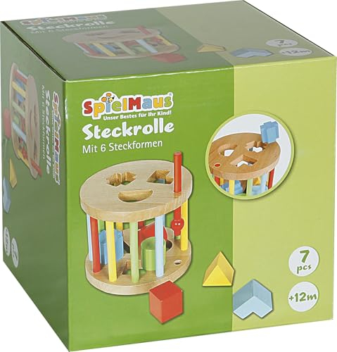 Spielmaus Holz Steckbox, rund, 6 Steine