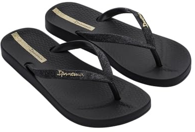 Ipanema Anat Lolita Fem - Flip Flop mit Glitzer - Damen Zehentrenner, black/black, 39