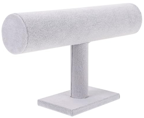 BESTonZON Halskettenständer Armbandhalter Schmuck Display Stand Veranstalter T-Bar Armband Uhrenst?nder Desktop Schmuck Turm Veranstalter 1 Tier Grau Schmuck-Organizer-Ständer