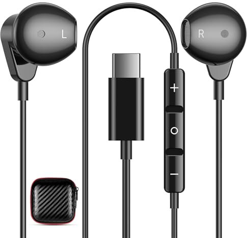 APETOO Casque USB C pour iPad iPhone 16 Pro Max 15 Plus, Samsung S25/S24/S23/S22/S21 Écouteurs filaires USB-C avec microphone contrôle du volume HiFi stéréo Type C Écouteurs pour Pixel/OnePlus/Android