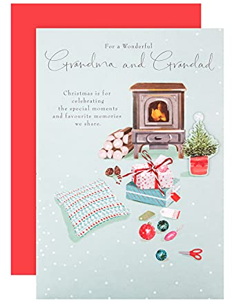 Hallmark 25559414 Weihnachtskarte für Oma und Großvater, klassisch, illustriertes Design.