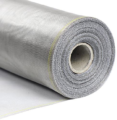LFFH Door Screen Mesh, 1.9X98.4 Ft Stainless Steel Mesh Screen 26 Mesh 0.1Mm Wire Diameter Perfect for Windows And Door Screen,Silver,0.6x30m