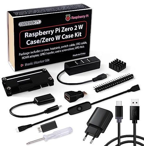 GeeekPi Raspberry Pi Zero 2 W Gehäuse Kit mit Raspberry Pi Zero 2 W Gehäuse, Netzteil, Kühlkörper, 20Pin GPIO Header, 4-Port USB Hub, EIN/Aus Schalterkabel für Pi Zero 2 W/Pi Zero W/Pi Zero