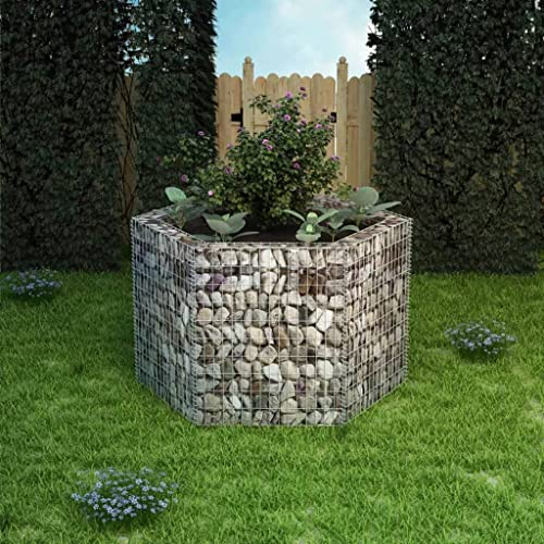 INLIFE Parterre surélevée hexagonale en gabion 160 × 140 × 100 cm