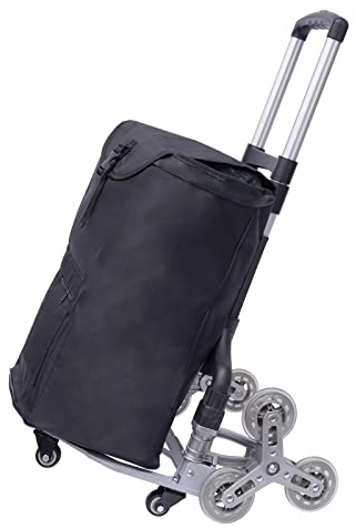 Sackkarre Treppensteiger klappbare Transportkarre mit höhenverstellbarer Griff und Abnehmbarer wasserdichter Tasche 75KG Belastung Einkaufstrolley Einkaufswagen mit 6 Räder (Schwarz)