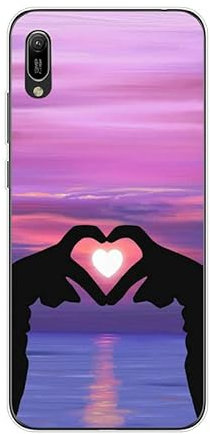 KARTXITAI Hülle Kompatibel mit Huawei Y6 2019, Stoßfeste Schutzhülle mit Weiche Silikon Bumper Case Handyhülle Anti-Kratzt Transparent Rückseite - Himmel,Sonnenuntergang,Liebhaber
