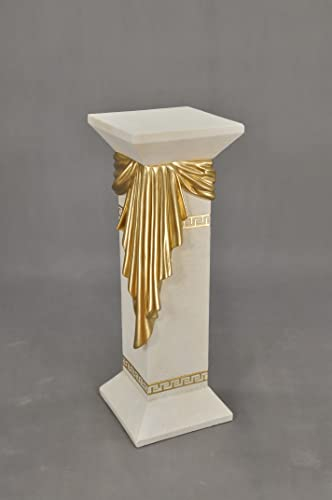 Cinar Säule Mäander Style Beistelltisch Dekosäule 80cm Griechische Antik Retro Rokoko Säule Barock Blumenständer Podest Handbemalt