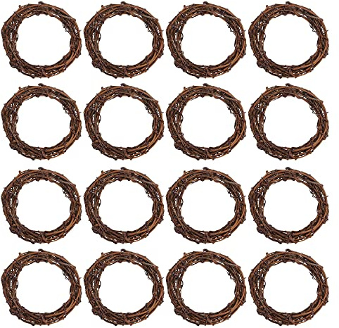 Weinrebenkranz-Set, Marrywindix 16 Stück natürlicher Rankenzweig Kranz Weihnachten DIY Rattan Kranz Girlande für Weihnachten Urlaub Handwerk Hochzeit Dekor (7,6 cm)