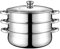 Housoutil Household Three Layer Steamer Pot Thick Stainless Steel Cooking Pot for Soup and Steaming Compatible Gas Stove and Convenient Kitchen Essential
