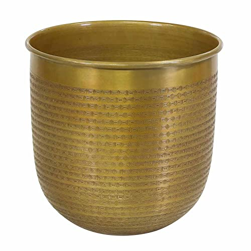 Blumentopf Übertopf Barcelona S 28x25 cm in Antik-Gold Look Aluminium Hammerschlag Luxus Metall Pflanzengsfäß Boho Pflanzkübel ABK204