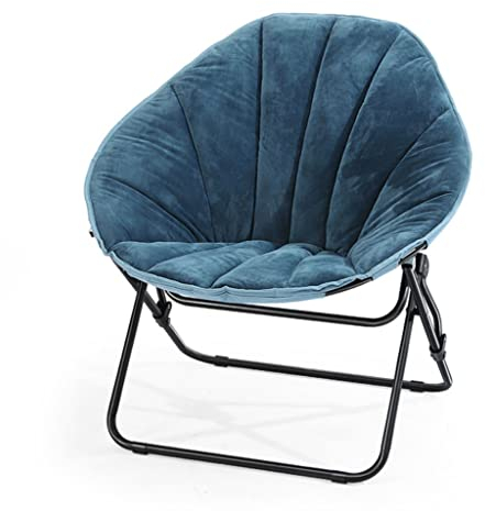 Moon Saucer Chair Butterfly Chair for Adults,Folding Saucer Chairs Oversized Saucer Chair Comfy Foldable Chair for Bedroom,Foldable Lounge Chair and Foot Stool Set for Teens ( Color : Blue , Size : Wi