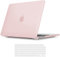 TECOOL Coque Compatible avec MacBook Air 15 Pouces M4 M3 M2 2025 2024 2023 (A3241 A3114 A2941), Coque Rigide en Plastique Fine et Protection Clavier (UE AZERTY), Rose Clair Mat