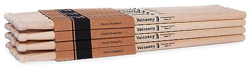 Vaisoeny Baguette batterie, baguettes de batterie 5A pour adultes, 12 paires de baguettes classiques en bois d'érable pour enfants, accessoires de percussion pour instruments de musique professionnels