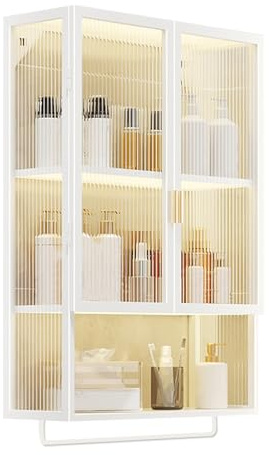 Taifuan Bathroom Wall Cabinet,Metal Medicine Cabinet with Glass Door,Bathroom Cabinet Wall Mounted with Towel Bar,Bathroom Cabinet Wall Mounted with Detachable Shelves,Over The Toilet Storage Cabinet
