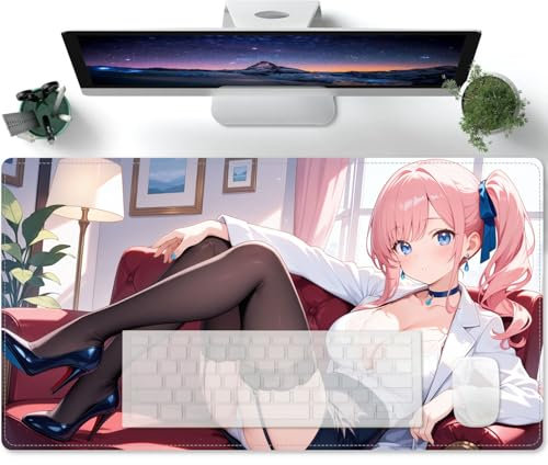 Fille Sexy d'anime Funny Tapis Souris XXL 900x400 Tapis de Souris Grand avec Motif Tapis de Table Grande Taille améliore la précision et la Vitesse