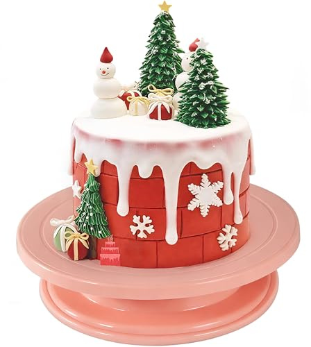 ARVINKEY Cake Turntable Stand, 11 Inch Rotating Cake Stand Revolving Cake Stand for Cake, Baking, Pastry ,Cupcake Decorating Supplies, Pink