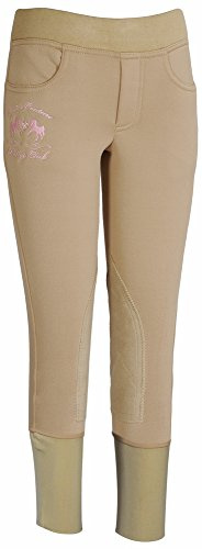 Equine Couture Girl's Riding Club Pull-On Breech, Safari, 12