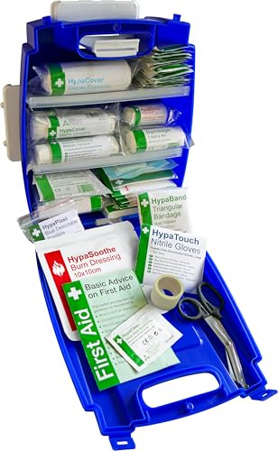 Safety First Aid Group Evolution Plus Catering Kitchen First Aid Kit British Standard 8599, Small Fully-Stocked 1-10 Persons | with Wall-Mounting Bracket, Fully-Stocked Kit for Kitchens