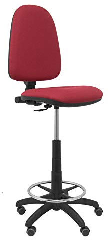 Piqueras Y Crespo T04CP Ayna bali- Taburete ergonómico, regulable en altura, aro reposapiés y ruedas de parquet, 100/123x46x40 cm, Granate