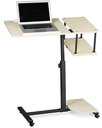 Relaxdays Tavolino per Pc, Supporto Computer Portatile, Mobile Grande, HLP 100x77x40 cm, 4 Ruote con Freno, Crema