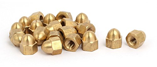 Sourcingmap 20pcs M6 Female Thread Nut DIN1587 Dome Cap Head Hex Brass Tone
