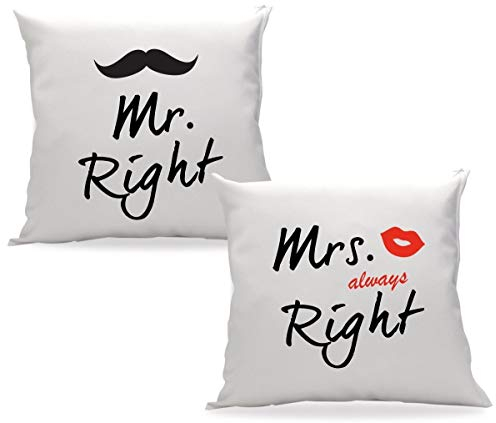 TRVPPY Partner Pärchen Kissen mit Füllung Modell MR. Right & MRS. Always Right 40x40cm Zierkissen Dekokissen