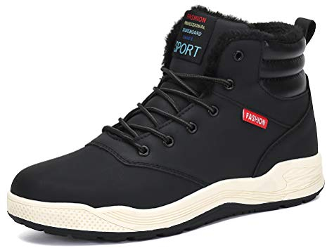 DANNTO Herren Schneestiefel Warm Gefütterte Winterstiefel Outdoor rutschfest Winterschuhe Trekking Wanderschuhe Stiefelette Stiefel Freizeitschuhe Winter Boots(Schwarz,44)