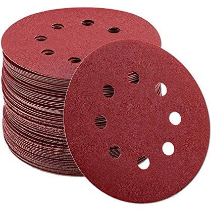YTBOBUR 50 Pieces 8 Holes Sanding Discs 100 Grit 5 inch Hook and Loop Sandpaper Assortment for Random Orbital Sander