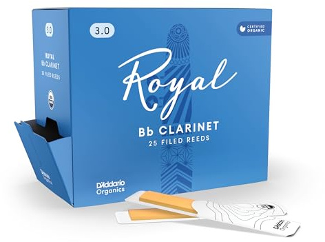 D'Addario Royal Organic Bb Clarinet Reeds Strength 3.0, 25-Pack | Royal Organic Bb clarinet reeds feature a strong spine, filed cut and consistent response for any style.