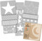 NAKLEO Schablonen Malen für Kinderzimmer, 14 Stück Set 9x12 bis 23x34cm Himmel Sterne, Wiederverwendbare Kunststoff Malvorlage Raumdekoration, Basteln DIY Wand Möbel Papier Stoff