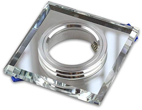 6x Einbaustrahler Rahmen Set klar - eckig aus Glas - Einbaurahmen für GU10 MR16 Leuchtmittel - Ø75mm Bohrloch Einbau-Spot Strahler Einbauleuchte