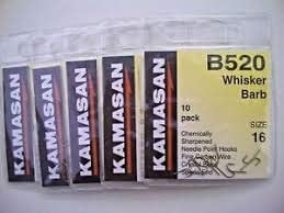 Kamasan B520 Whisker Barbed Spade End Hook Size 18