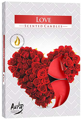 Duft Teelichter/Duftkerzen - Love - Rosen Duft - Brenndauer 4 Stunden - 6 Stück