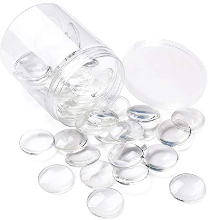 Craftdady Transparente Glas-Cabochons, 34,5–35 mm, flache Rückseite, kuppelförmig, halbrund, Cabochon-Abdeckungen für Fotoanhänger, Schmuckherstellung, 50 Stück