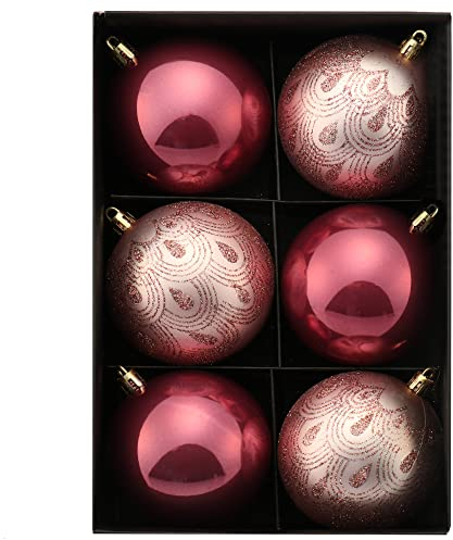 com-four® 6X Weihnachtskugel - Christbaumkugeln aus bruchsicherem Kunststoff für Weihnachten - Baumschmuck für den Christbaum - Christbaumschmuck Ø 8 cm (06 Stück - rosa/pink)