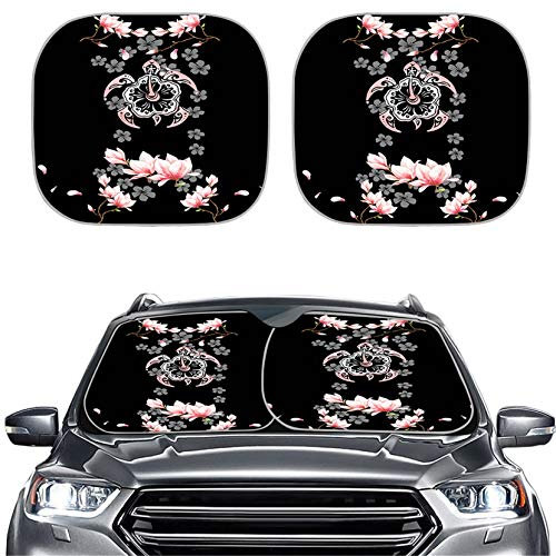 Babrukda Parasol universal para parabrisas de automóvil, diseño floral, estilo bohemio, color rosa, fácil de instalar, bloquea los rayos UV máximos, mantiene el vehículo fresco, ajuste a la mayoría de