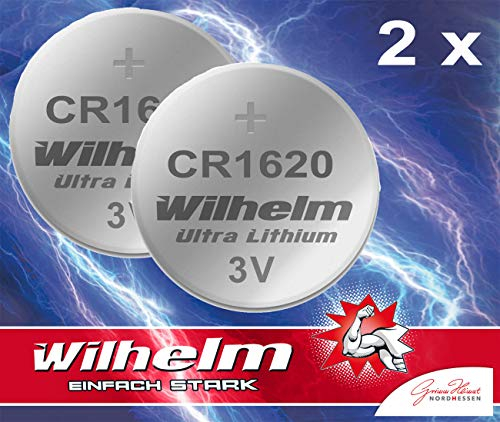 2 x CR1620 CR 1620 WILHELM Lithium Knopfzelle 3V 70mAh ø16x2,0mm Batterie DL1620, 6620