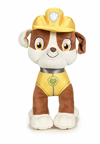PAW Patrol Plüsch Hund Kuscheltier WELPE | 19 cm Chase Marshall Rocky Rubble Sky Zuma | ORIGINAL Lizenzware für Kinder Geschenk Figuren Stofftier (Rubble)