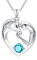 AOBOCO 925 Sterling Silber Pferde Kette mit Simulierter Blauer Zirkon Dezember Geburtsstein Kristall, Pferde Schmuck Geschenke für Mädchen Frauen