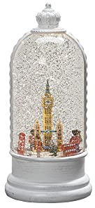 Konstsmide LED Wasserlaterne, weiß, London Szene, rotierend, mit an/aus Schalter, 5h Timer, 1 warm weiße Diode, batteriebetrieben & USB, Innen, 0,1W, Batterie: 3 x C 1,5V (exkl.) - 4262-200