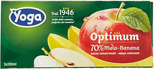 8 CONFEZIONI SUCCO DI FRUTTA YOGA OPTIMUM MELA BANANA ITALIANA 3 X 200 ML BRIK