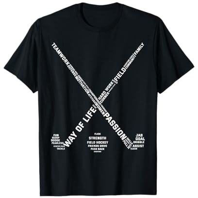 Crosse de hockey sur gazon avec mots pour joueur de hockey T-Shirt