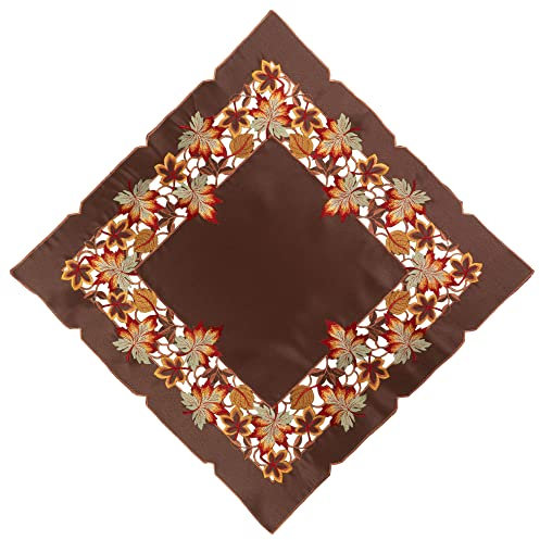 genialo Mitteldecke Ahornblatt, Tischdecke Stickereien, Tischwäsche Herbst, 80x80 cm