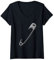 Damen Sicherheitsnadel Kunst T-Shirt mit V-Ausschnitt