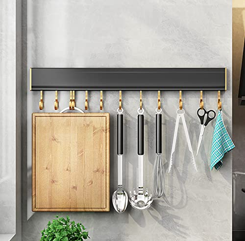 JKMQA Wall Mounted Utensil Rack,Kitchen Utensils Rack Mugs Hooks Wall Mounted Hanging Rail Rack With 8 Hooks Hanging Rack For Kitchen Utensils Pots And Pans Kitchen Cookware Bar Bathroom Towels.40 Cm