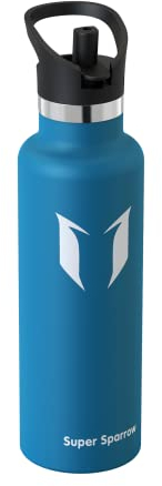 Super Sparrow Trinkflasche Edelstahl - Ultraleicht Thermobecher - 500ml - Standardmund Stroh-Deckel - BPA-Frei Thermoskanne, Thermosflasche für Sport, Travel, Schule, Outdoor